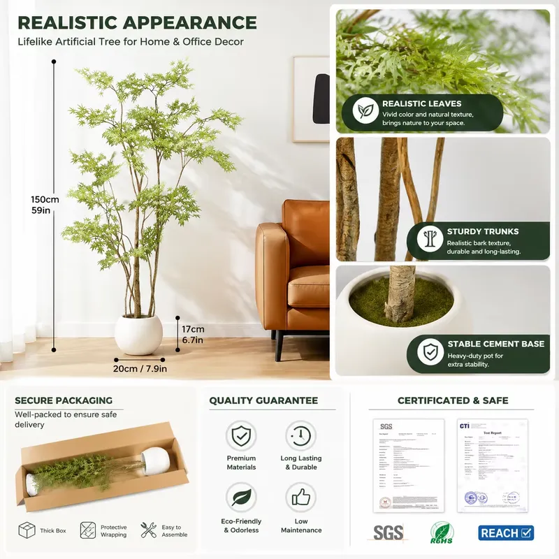실물 같은 화분에 심은 인조 일본 단풍나무, 주거 및  - Dracaena Marginata 리뷰 및 가격