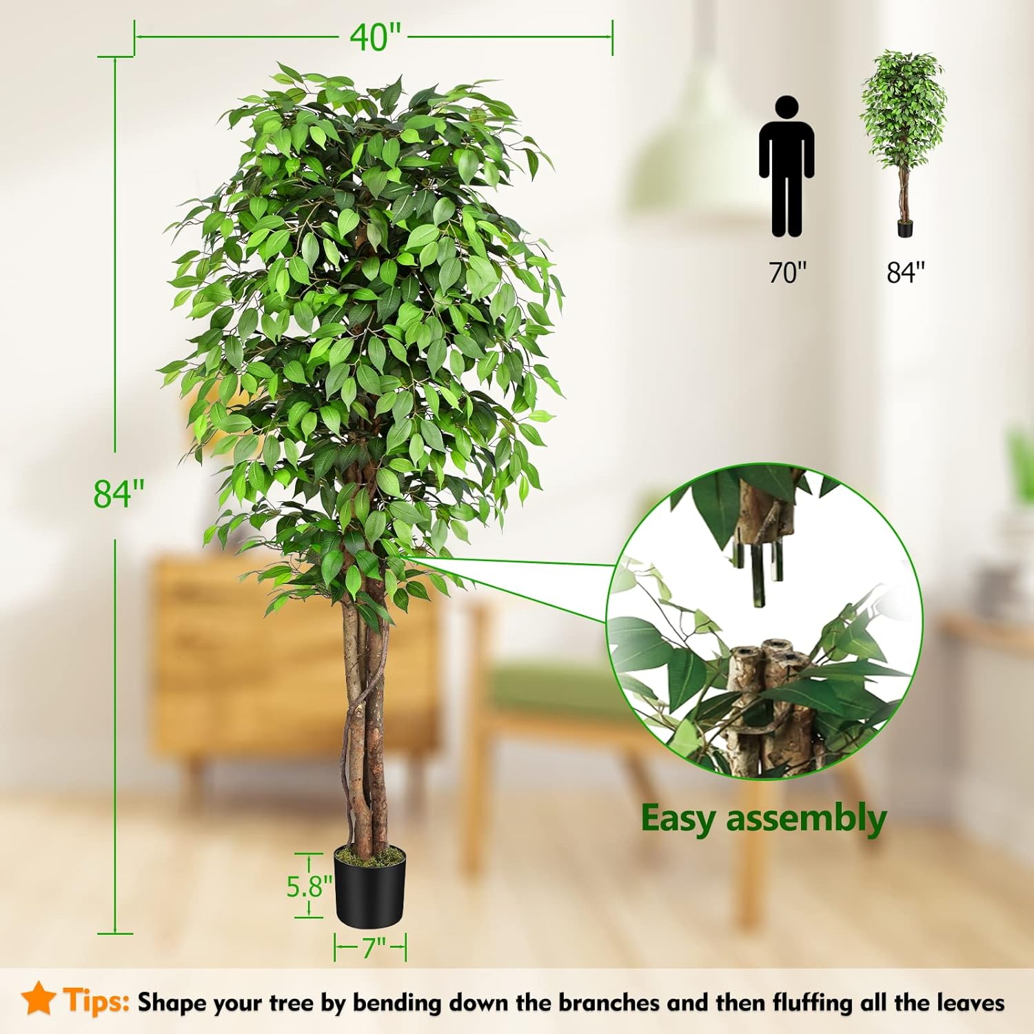 실제와 같은 인조 고무나무, 자연스러운 줄기와 풍성한  - Dracaena Marginata 리뷰 및 가격